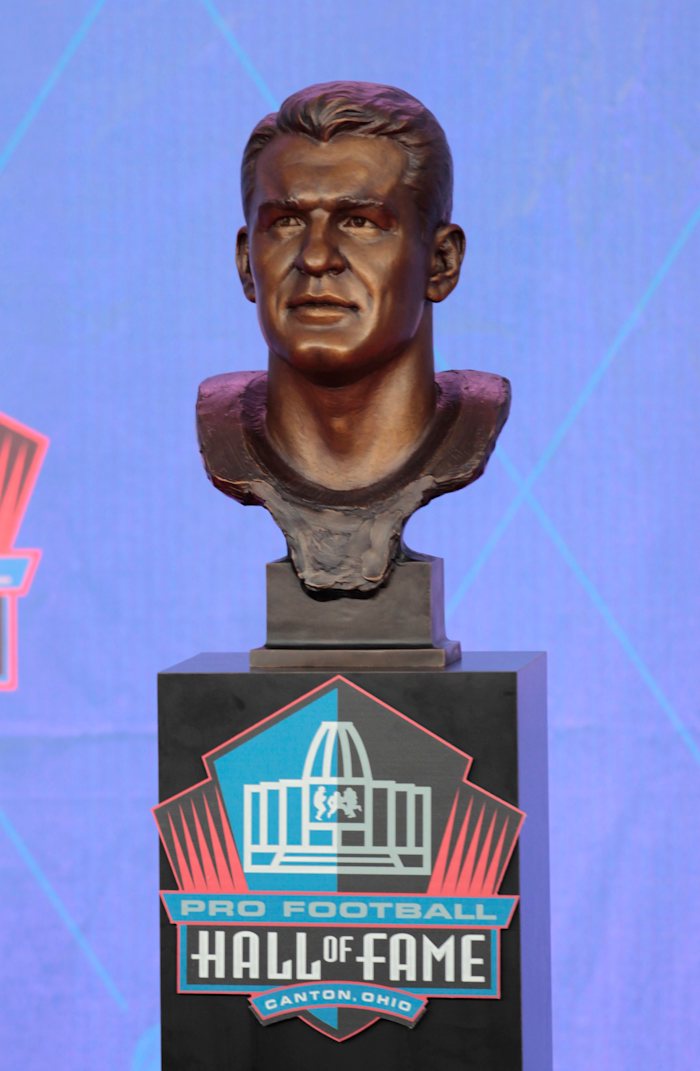 Bust of Lions legend Dick Stanfel, 2016 Pro Football Hall of Fame enshrinement ceremony at the Tom Benson Hall of Fame Stadium in Canton, Ohio.